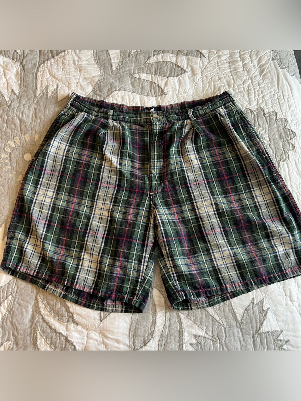 Vintage 80s Polo Ralph Lauren Madras Plaid Shorts Mens 38 Pleated Made in USA